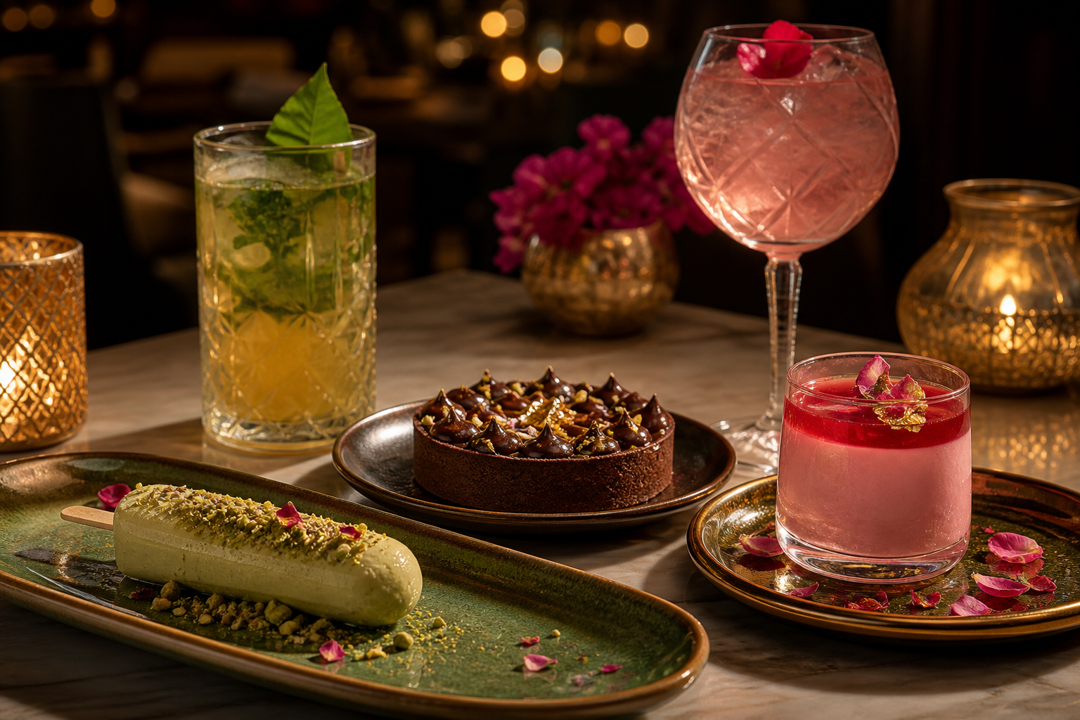 Indian inspired dessert trio and crafted mocktails